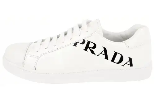 PRADA Spazzolato Leather Sports Stylish Skateboarding Shoes Men's White Black