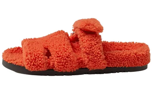 HERMES Chypre Sandal Orange Woolskin Women's