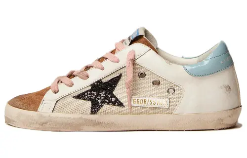 Golden Goose Super Star Low top Skateboard Shoes Women's Black Blue Pink Distressed