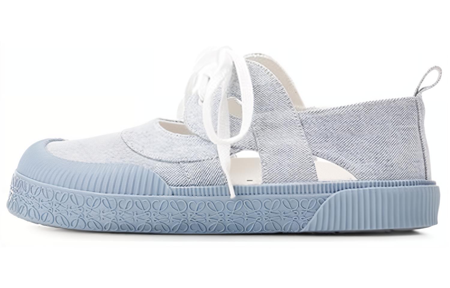 LOEWE Terra Vulca Canvas Lace Up Low top Stylish Skateboarding Shoes Women's Blue Gray