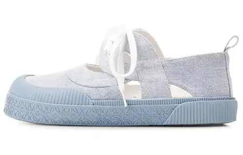 LOEWE Terra Vulca Canvas Lace Up Low top Stylish Skateboarding Shoes Women's Blue Gray