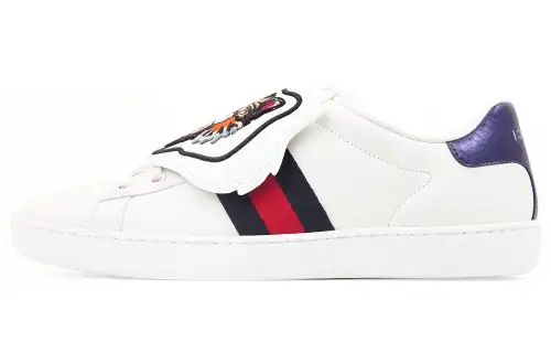 GUCCI ACE Leather Low top Stylish Skateboarding Shoes Women's White