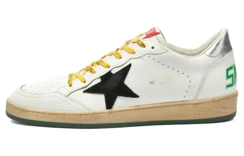 Golden Goose Ball Star Low top Stylish Skateboarding Shoes Men's White Distressed