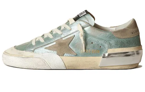 Golden Goose Super Star Leather Low top Skateboard Shoes Women's Dark Cyan Distressed