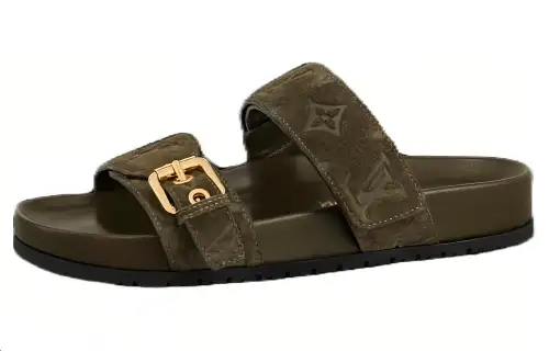 LOUIS VUITTON Bom Dia Slide Slippers Men's Dark Green
