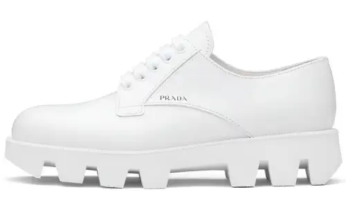 PRADA Leather Platform Shoes Women's White