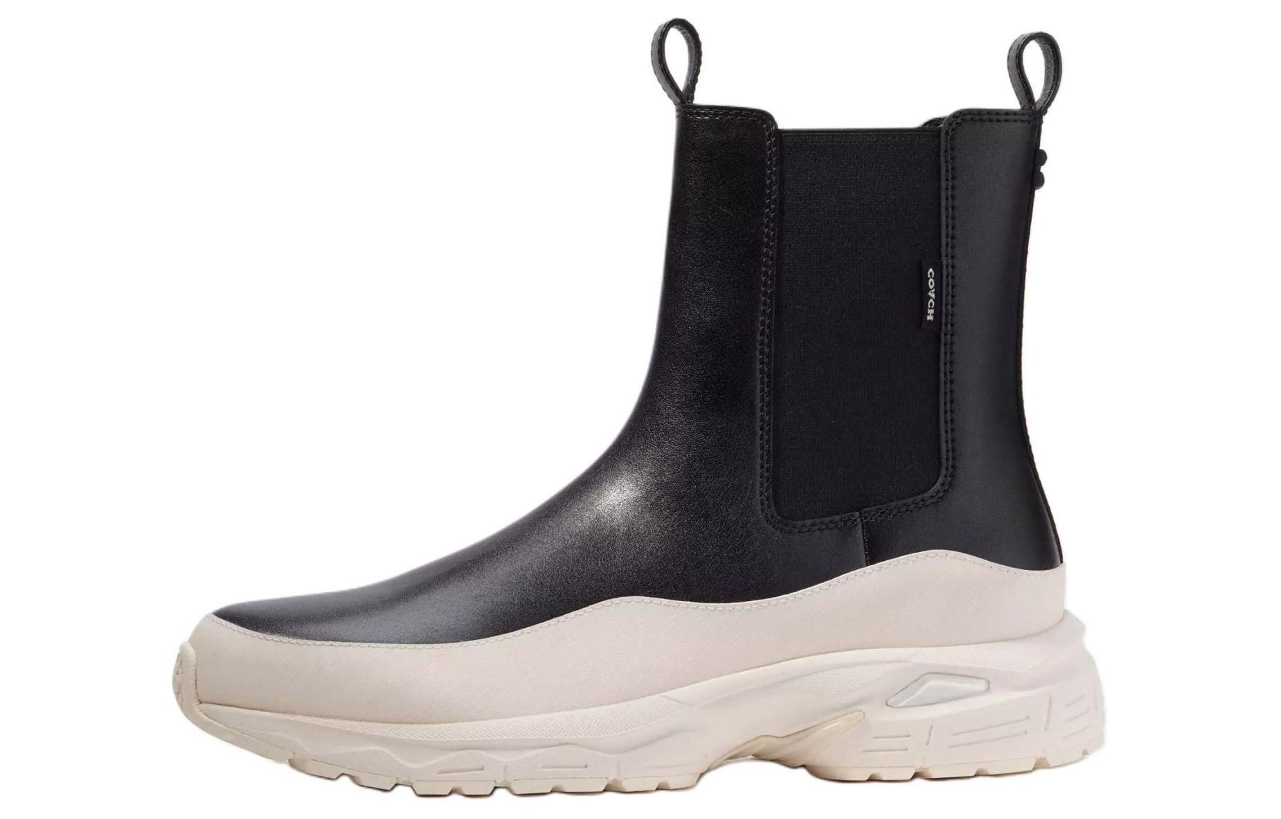 COACH Hybrid Leather Short Chelsea Boots Men's Black