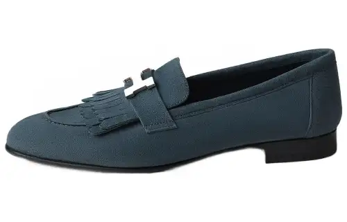 HERMES Royal Leather Casual Shoes Women's Sky Blue