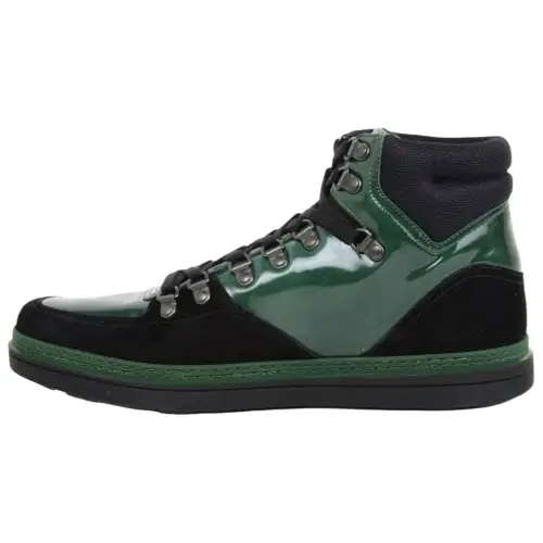 GUCCI Patent Leather High top Skateboard Shoes Men's Dark Green