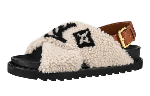LOUIS VUITTON Paseo Comfort One Strap Sandals Women's White Gray
