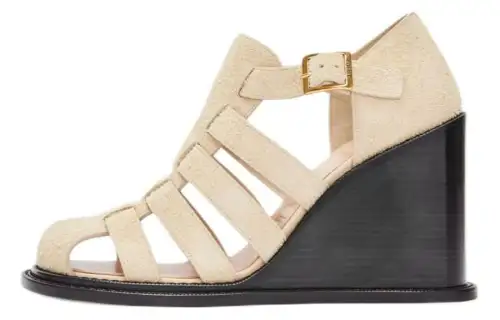 LOEWE Suede Roman Sandals 9cm Women's Beige