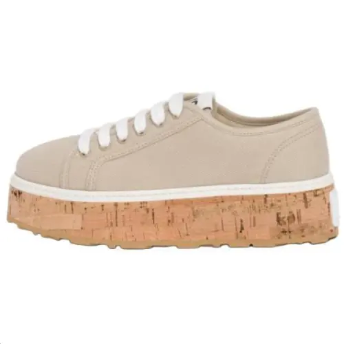 MIU MIU Fabric Low top Skateboard Shoes Women's Beige