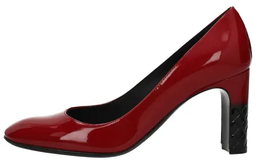 Bottega Veneta ISABELLA Patent Leather Chunky Heel High Heels Women's Red