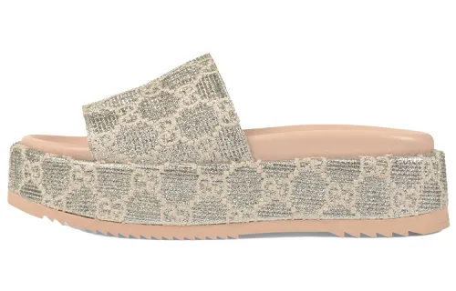 Gucci Wmns Gg Lame Slide Sandal 'Silver' Women's