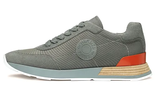 HERMES Drive Low top Casual Shoes Men's Gray Green
