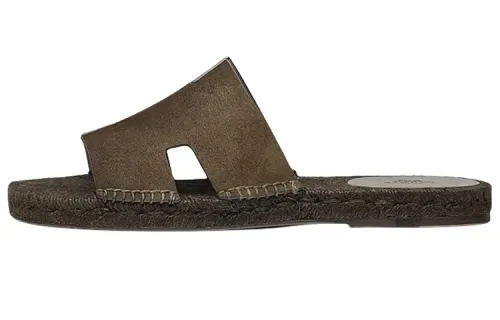 HERMES Antigua Slide Slippers Men's Dark Brown