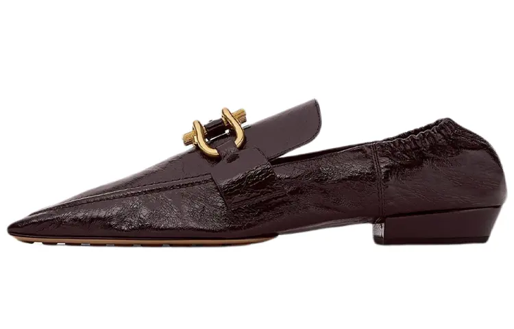 Bottega Veneta Leather Casual Loafers Shoes Women's Red
