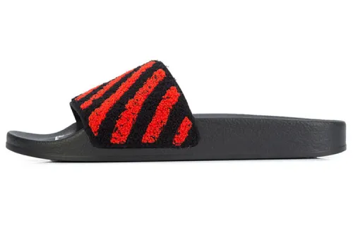 OFF-WHITE Striped Slides Red Black
