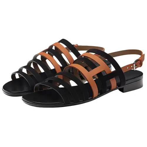 HERMES Ephese Stylish Sandal Women's Black Brown