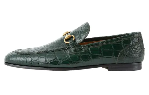 GUCCI Jordaan Crocodile Leather Fashion Loafers Men's Jasper