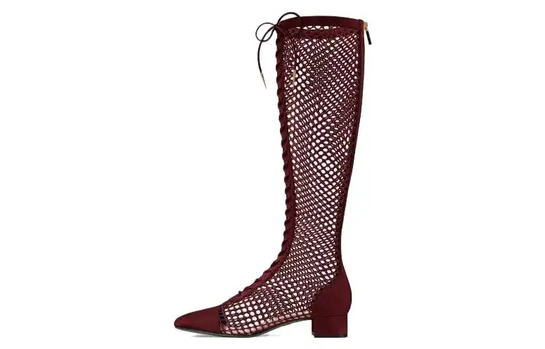 DIOR Naughtily D Knee high Boots Women's Burgundy