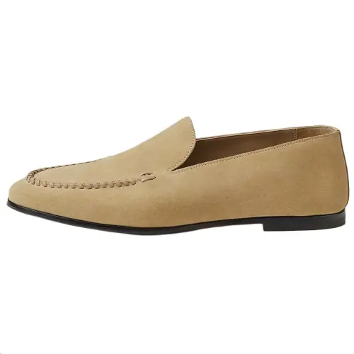 HERMES Ivo Suede Loafers Men's Beige