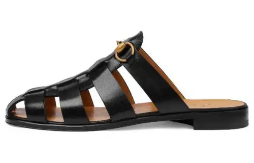 GUCCI Horsebit Closed Toe Slippers Men's Black