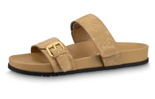 LOUIS VUITTON Bom Dia Slide Slippers Women's Brown