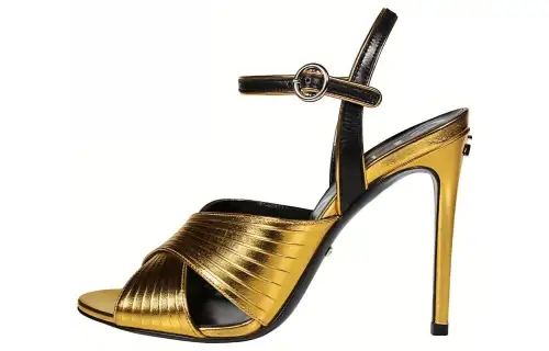 GUCCI Two-tone Metallic Leather Sandals