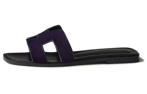 HERMES Rubber Sole Slide Slippers Women's Purple