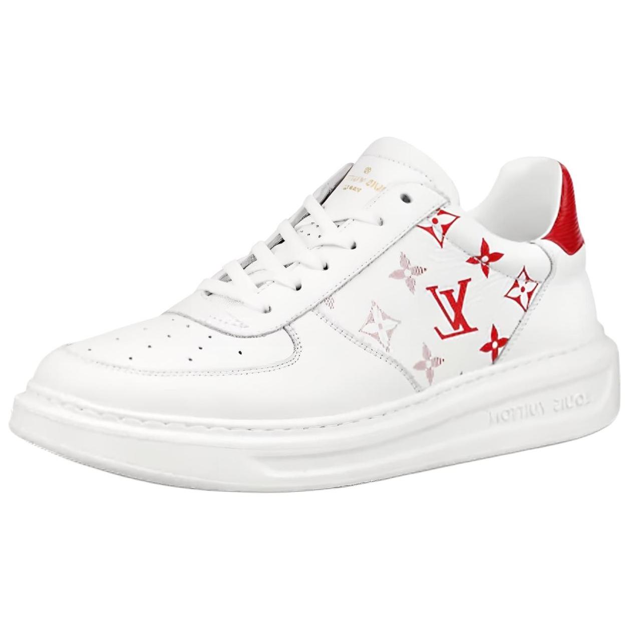LOUIS VUITTON Beverly Hills Low top Stylish Skateboarding Shoes Men's White Red
