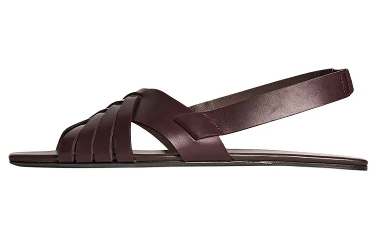 THE ROW Geri Meera Leather One Strap Sandals Women's Coffee