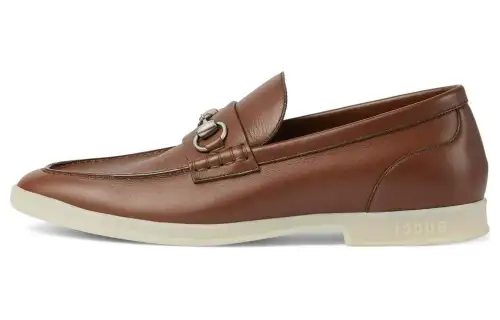 GUCCI Horsebit Leather Loafers Men's Brown