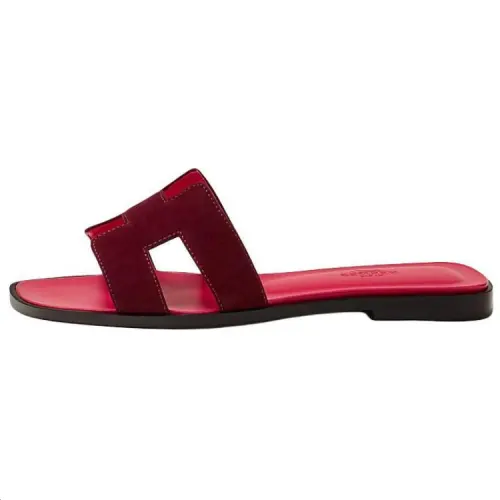 HERMES Oran Slide Slippers Women's Red