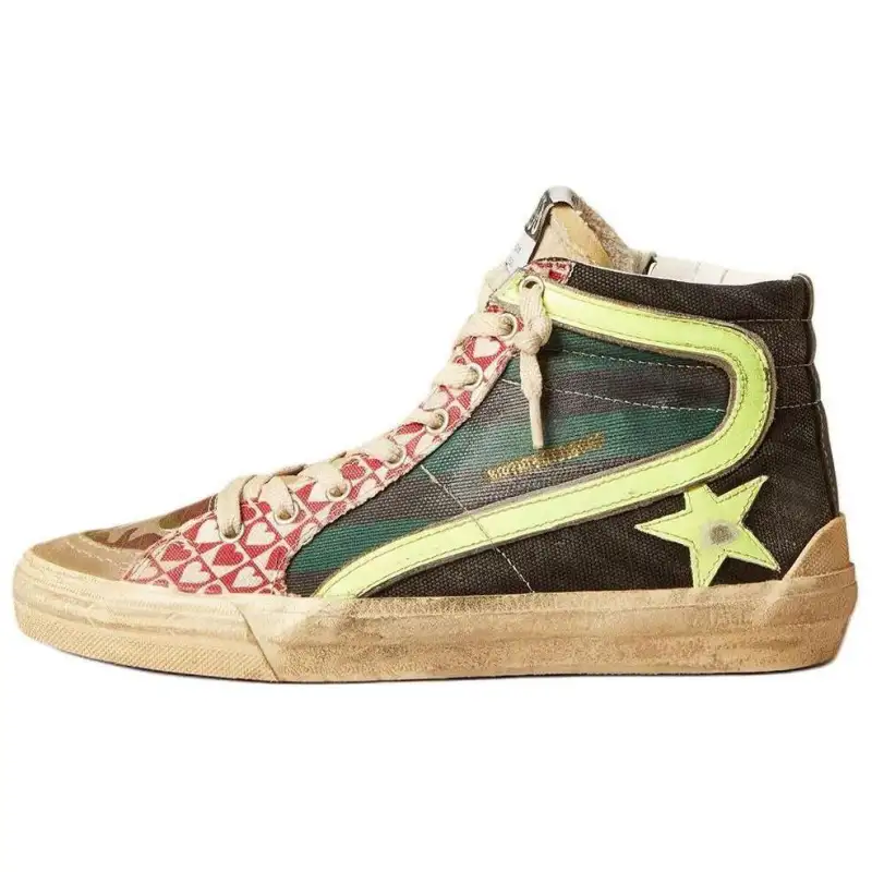 Golden Goose Slide High top Skateboard Shoes Men's Green