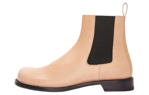LOEWE Campo Leather Short Chelsea Boots Men's Beige