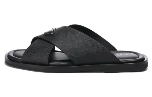 PRADA Saffiano Slide Slippers Men's Black