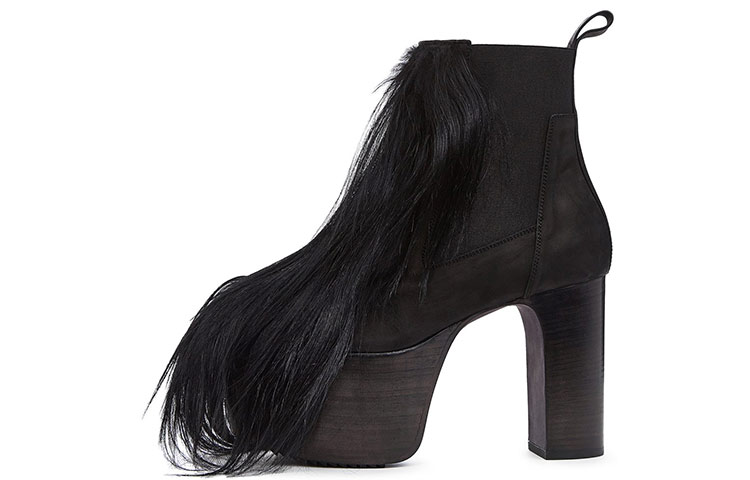 RICK OWENS/RO FW20 Performa Goat Kiss Cow Leather Ankle Boots Women's Black