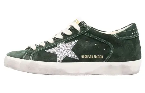 Golden Goose Super Star Leather Low top Skateboard Shoes Women's Green White Distressed