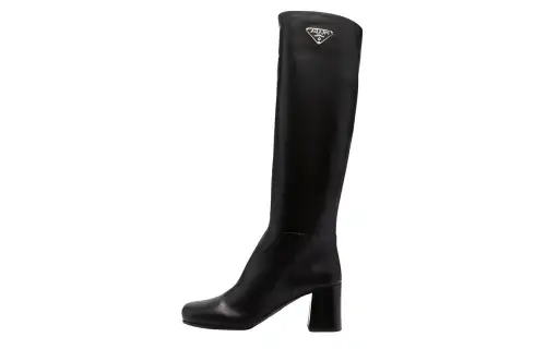 PRADA Leather Mid Calf Boots Women's Black