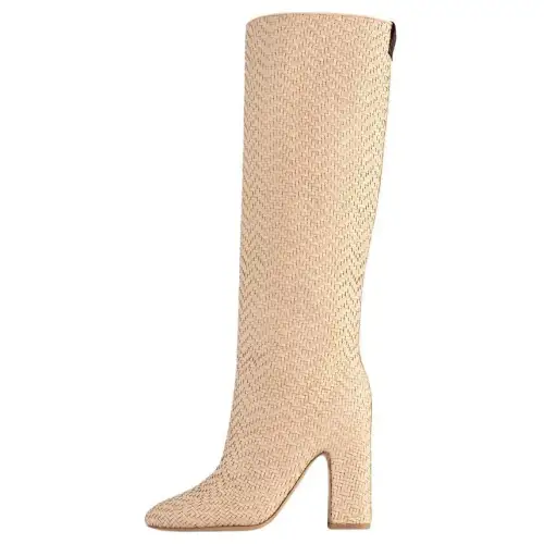LOUIS VUITTON Donna Sheepskin Knee high Boots 8.5cm Women's Beige