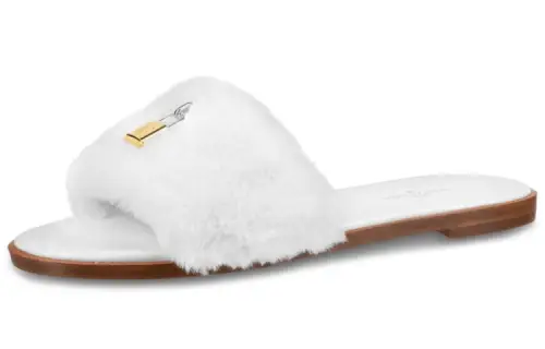 LOUIS VUITTON Lock It Slide Slippers Women's White