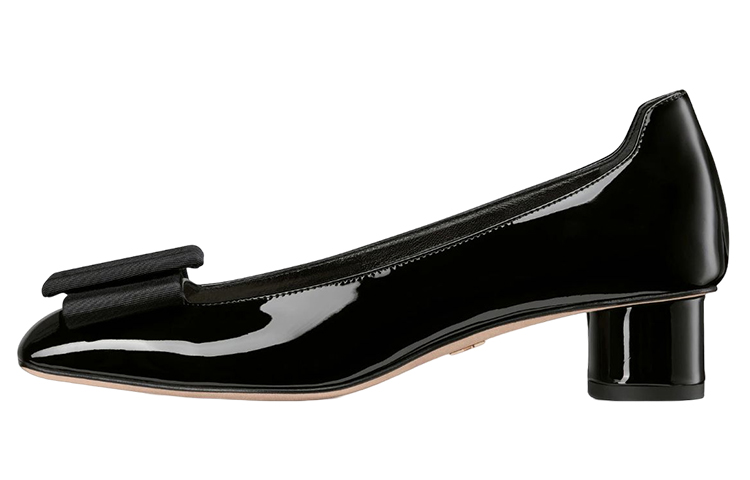 DIOR Idylle Patent Leather Chunky Heel Women's Casual Shoes Women's Black