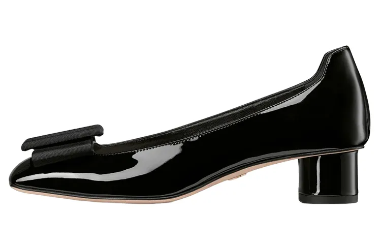 DIOR Idylle Patent Leather Chunky Heel Women's Casual Shoes Women's Black