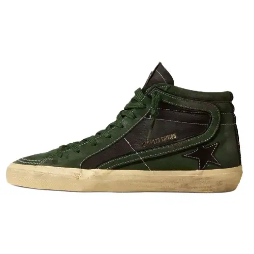 Golden Goose Slide Suede Mid top Skateboard Shoes Men's Green