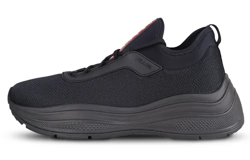 PRADA Textile, Synthetic Leather Low top Casual Shoes Men's Black