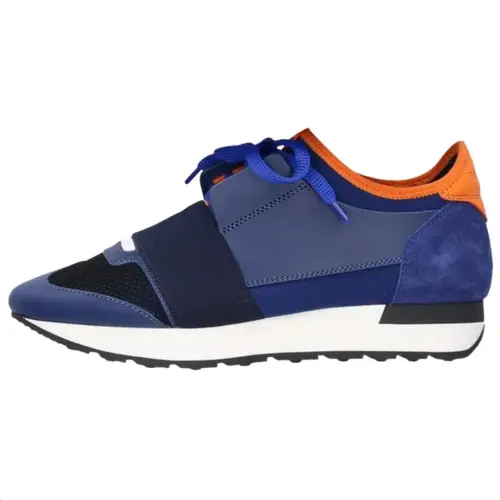 Balenciaga Race Runner Low top Casual Shoes Men's Dark Blue