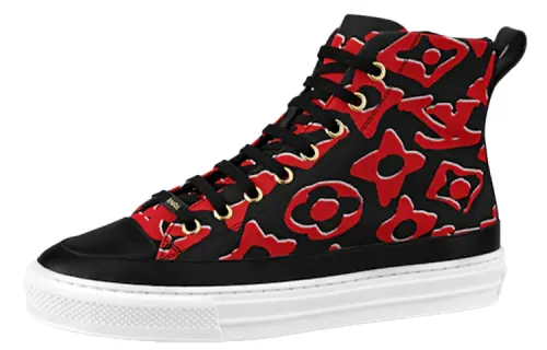 LOUIS VUITTON Stellar High top Stylish Skateboarding Shoes Women's Black Red