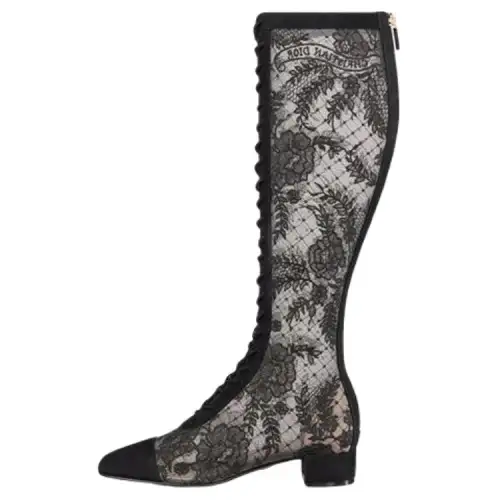 DIOR Naughtily D Mesh Knee high Boots Women's Black