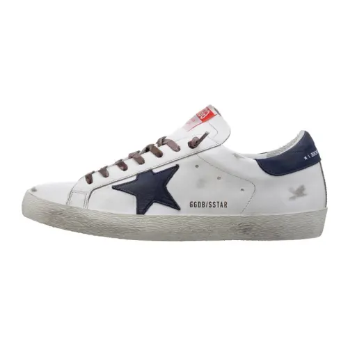 Golden Goose Super Star Casual Low top Stylish Skateboarding Shoes Men's White Blue Distressed